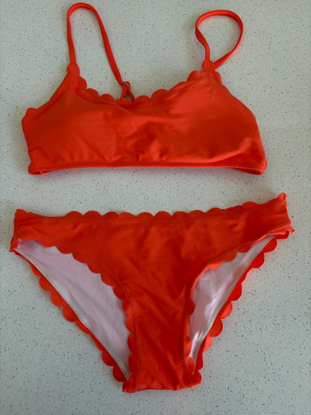 Scalloped Edge Orange Bikini Set
